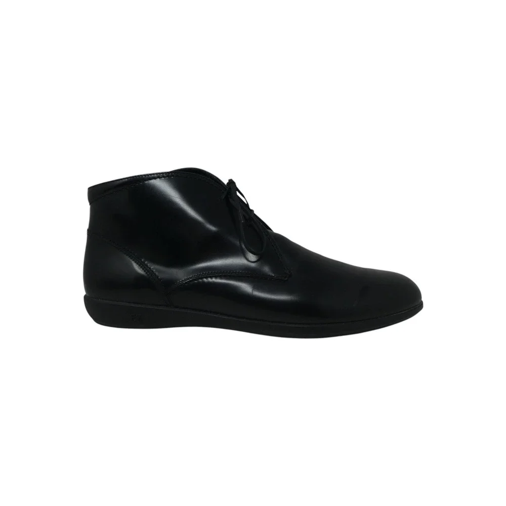 Ermenegildo Zegna Chukka Boots Men 11.5 Black Polished Leather Italy